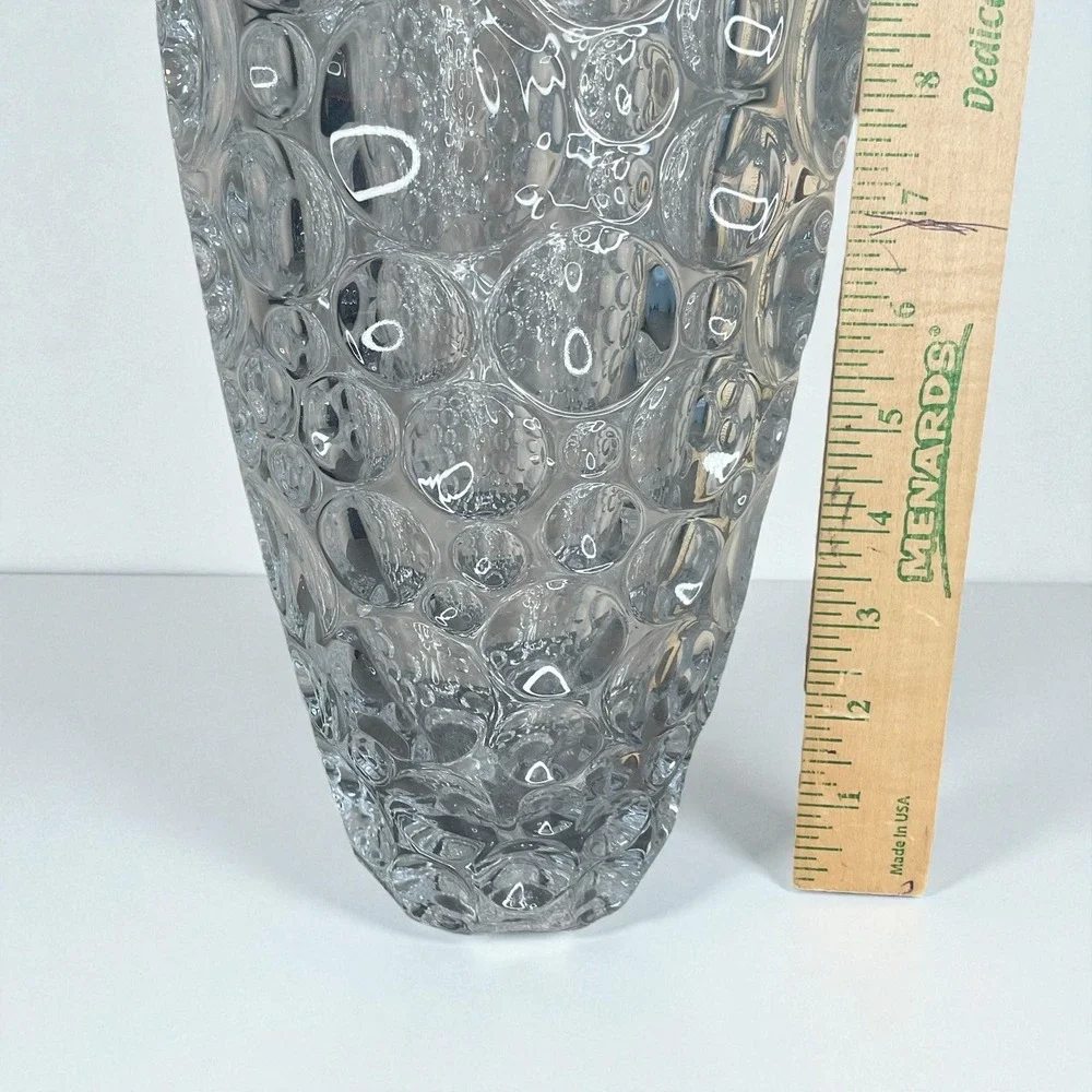 Czech Lead Crystal Vase Tall, Button, Coin Dot Heavy Vase‎ Of A Thousand Bubbles